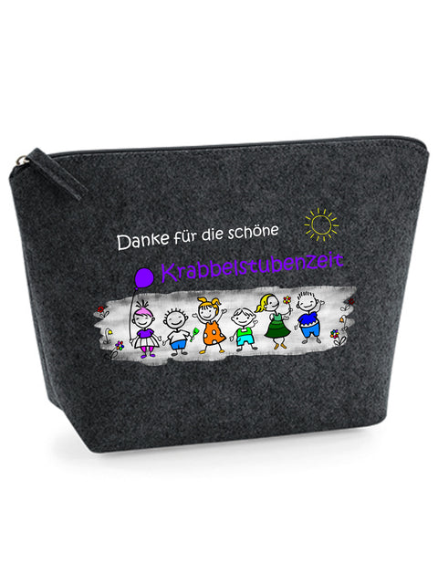 Filz Täschchen Easy S/M L25 Danke für die schöne Krabbelstubenzeit