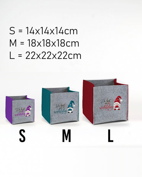 Filz Box „Du bist mir wichtelig" in den Größen S 14 cm, M 18 cm und L 22 cm