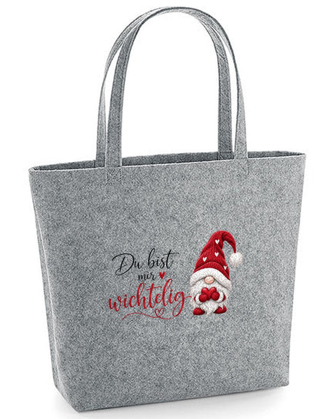 Easy Bag „Du bist mir wichtelig" Weinrot auf Hellgrau