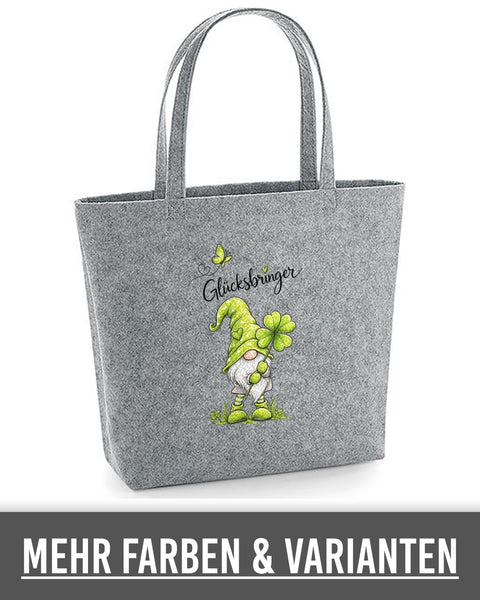 Easy Bag „Glücksbringer" Grün auf Hellgrau