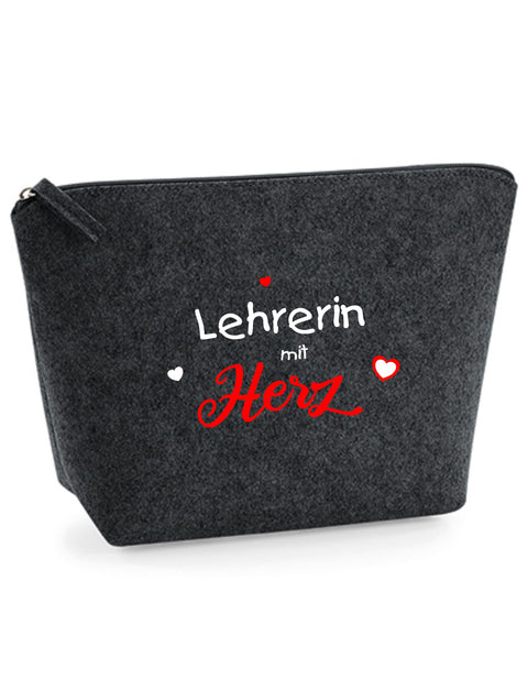 Filz Täschchen Easy S/M L18 Lehrerin mit Herz