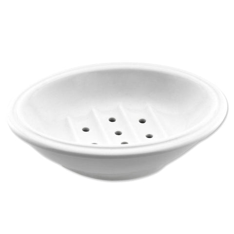 Seifenschale Porzellan oval 2-teilig mit Abtropfschale 15x12x4,5cm