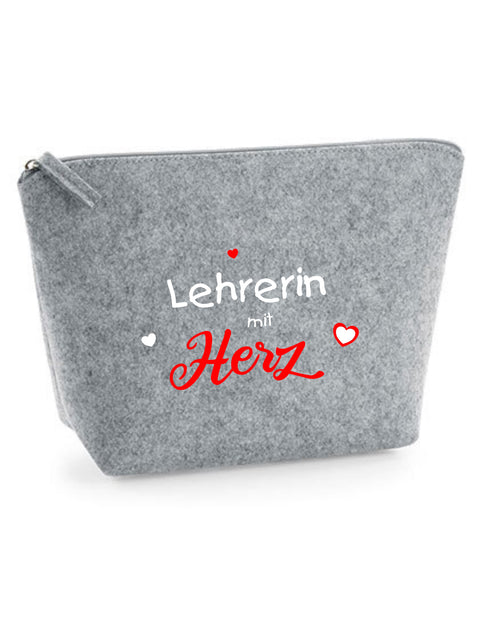 Filz Täschchen Easy S/M L18 Lehrerin mit Herz