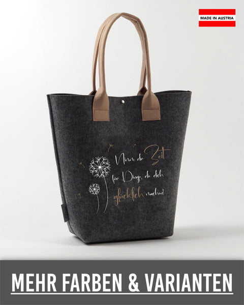 Filz Shopper "Nimm dir Zeit für Dinge, die dich glücklich machen!"