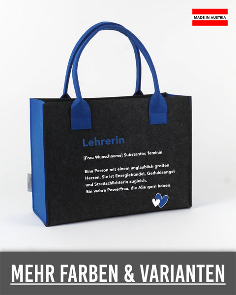 Filz Tasche L23 Lehrerin Substantiv, Wunschname
