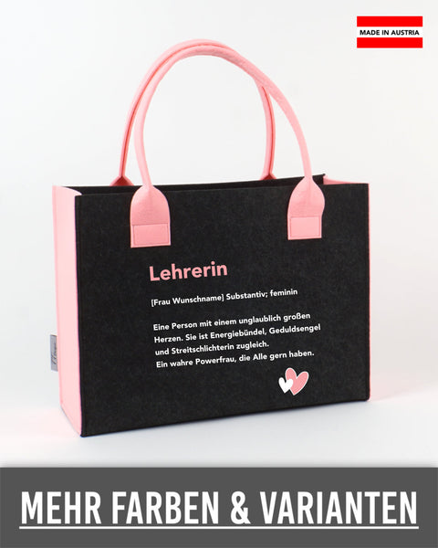 Filz Tasche L23 Lehrerin Substantiv, Wunschname