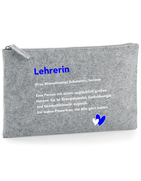 Filz Täschchen Easy Basic L23 Lehrerin Substantiv, Wunschname