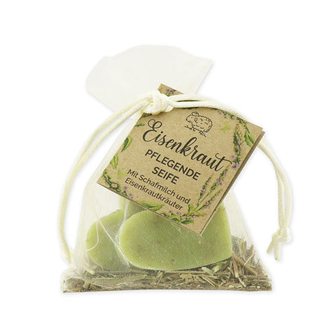 Schafmilchseife Herz mittel 2x23g Eisenkraut mit Eisenkrautkräuter und Karterl "Wohlfühlzeit"