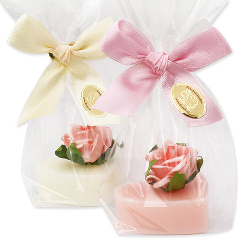 Schafmilchsiefe Herz mittel Classic Pfingstrose 23g dekoriert mit Rose