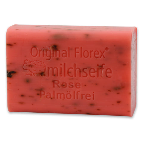 Palmölfreie Schafmilchseife eckig 100g Rose mit Blüten