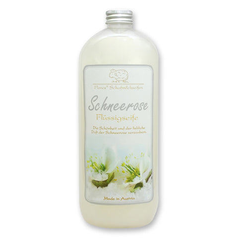 Flüssigseife mit Schafmilch 1l Schneerose in der Flasche