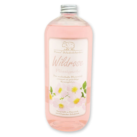 Flüssigseife mit Schafmilch Wildrose 1l in der Flasche