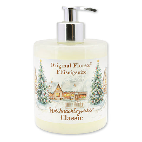Flüssigseife mit Schafmilch im Spender 500ml Classic mit Etikett Weihnachtszauber-Motiv 31