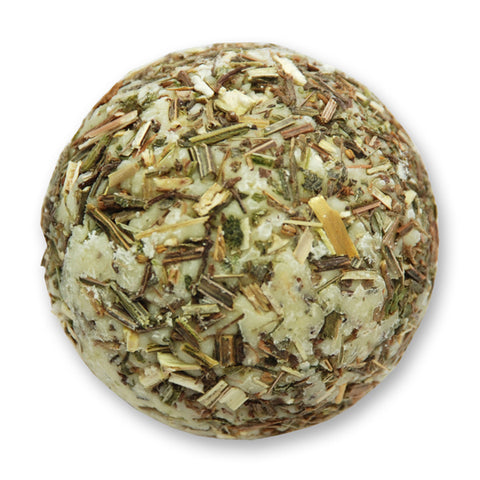 Badebutter-Kugel mit Schafmilch 50g mit Bestreuung und Duft Eisenkraut ohne Palmöl