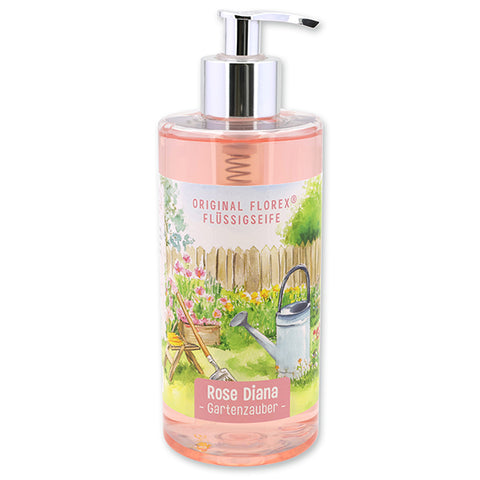 Flüssigseife mit Schafmilch im Spender 400ml Rose Diana mit Gartenzauber-Motiv 6