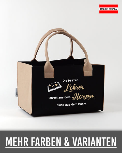 Filzkorb personalisiert Lehrerin – Lehre lehren aus dem Herzen – TT-Designs Österreich