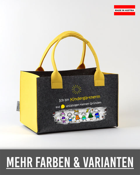 Filzkorb personalisiert Kindergärtnerin – Ich bin Kindergärtnerin aus unzähligen kleinen ... – TT-Designs Österreich