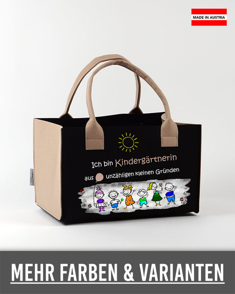 Filzkorb personalisiert Kindergärtnerin – Ich bin Kindergärtnerin aus unzähligen kleinen ... – TT-Designs Österreich