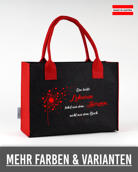 Filztasche L personalisiert Lehrerin – 02 Die beste Lehrerin lehrt aus dem Herzen Pust... – TT-Designs Österreich