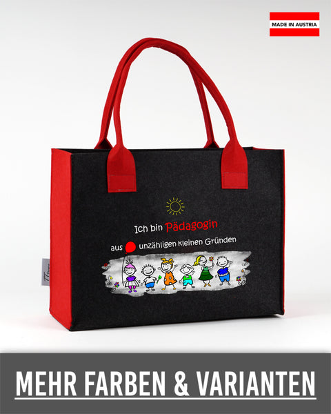 Filztasche L personalisiert Pädagogin – 04 Ich bin Pädagogin aus unzähligen kleinen Grü... – TT-Designs Österreich