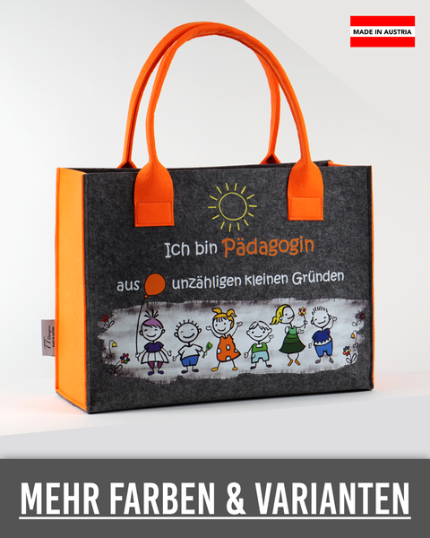 Filztasche L personalisiert Pädagogin – 04 Ich bin Pädagogin aus unzähligen kleinen Grü... – TT-Designs Österreich