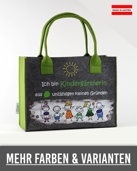 Filztasche L personalisiert Kindergärtnerin – 05 Ich bin Kindergärtnerin aus unzähligen klein... – TT-Designs Österreich
