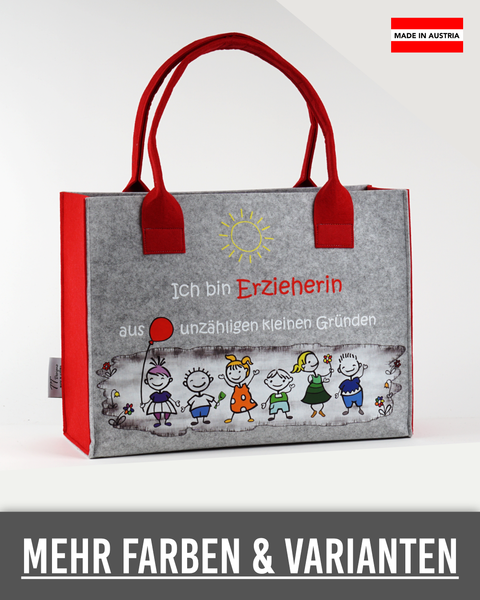 Filztasche L personalisiert Erzieherin – 06 Ich bin Erzieherin aus unzähligen kleinen Gr... – TT-Designs Österreich