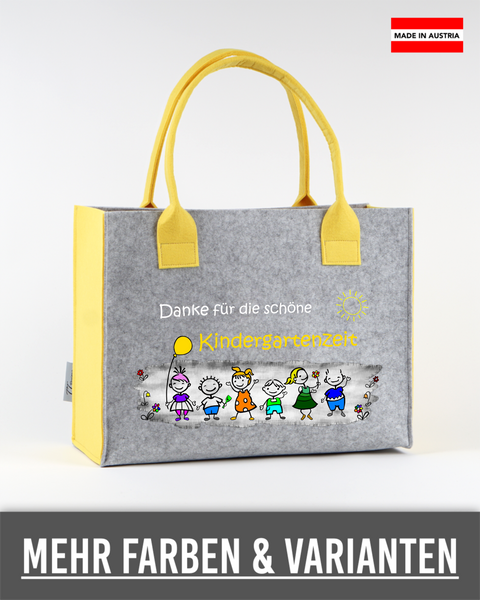 Filztasche L personalisiert Kindergärtnerin – 10 Danke für die schöne Kindergartenzeit – TT-Designs Österreich