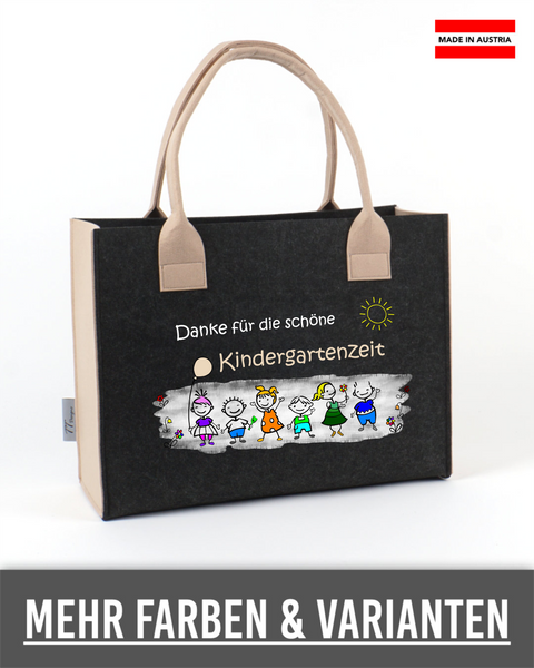Filztasche L personalisiert Kindergärtnerin – 10 Danke für die schöne Kindergartenzeit – TT-Designs Österreich