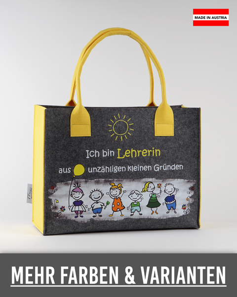 Filztasche L personalisiert Lehrerin – 13 Ich bin Lehrerin aus unzähligen kleinen Gründen – TT-Designs Österreich