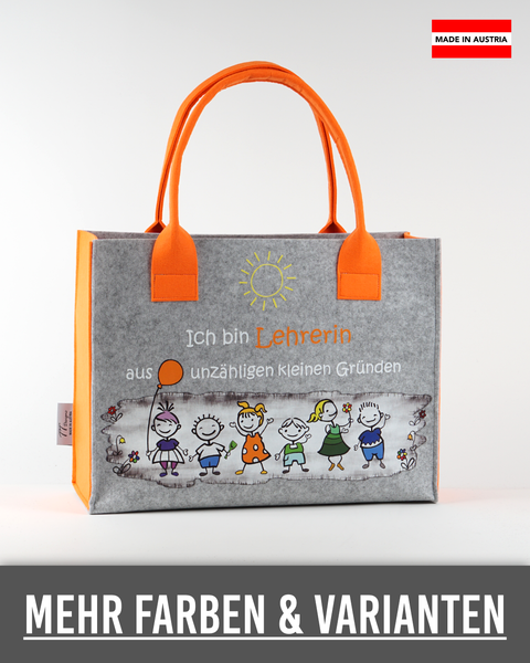 Filztasche L personalisiert Lehrerin – 13 Ich bin Lehrerin aus unzähligen kleinen Gründen – TT-Designs Österreich