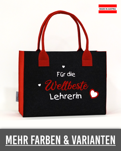 Filztasche L personalisiert Lehrerin – 14 Für die Weltbeste Lehrerin – TT-Designs Österreich