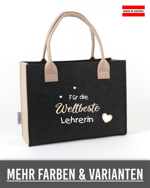 Filztasche L personalisiert Lehrerin – 14 Für die Weltbeste Lehrerin – TT-Designs Österreich