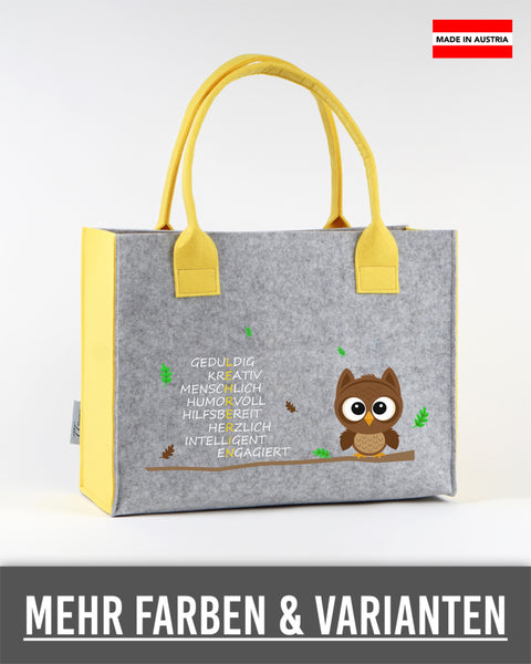 Filztasche L personalisiert Lehrerin – 17 L E H R E R I N – TT-Designs Österreich