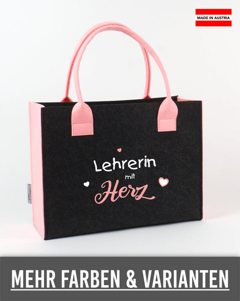Filztasche L personalisiert Lehrerin – 18 Lehrerin mit Herz – TT-Designs Österreich
