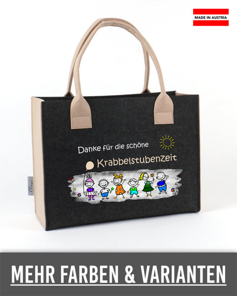 Filztasche L personalisiert Krabbelstuben-Betreuerin – 25 Danke für die schöne Krabbelstubenzeit – TT-Designs Österreich