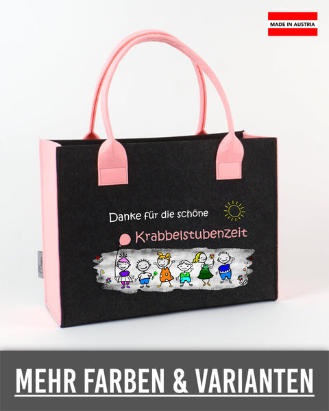 Filztasche L personalisiert Krabbelstuben-Betreuerin – 25 Danke für die schöne Krabbelstubenzeit – TT-Designs Österreich