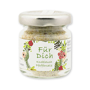 Mein Lieblingsgewürz "Knoblauch-Pfeffersalz" im Gewürzglas