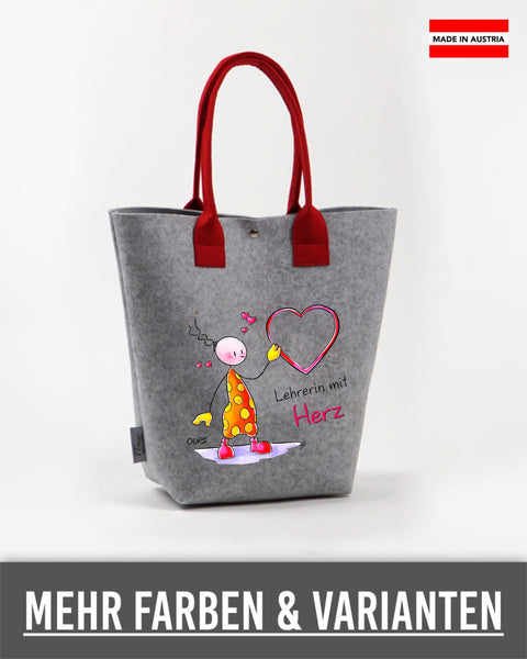 Filz Shopper Oups L013 Lehrerin mit Herz