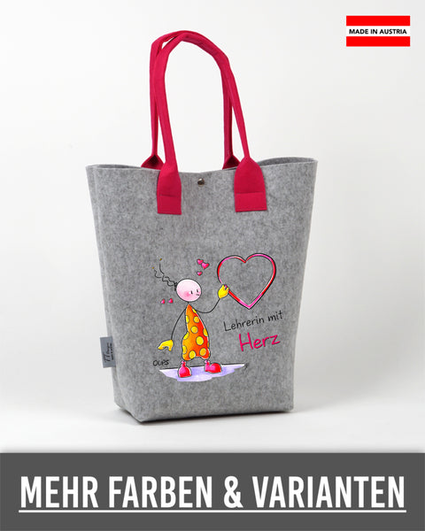 Filz Shopper Oups L013 Lehrerin mit Herz