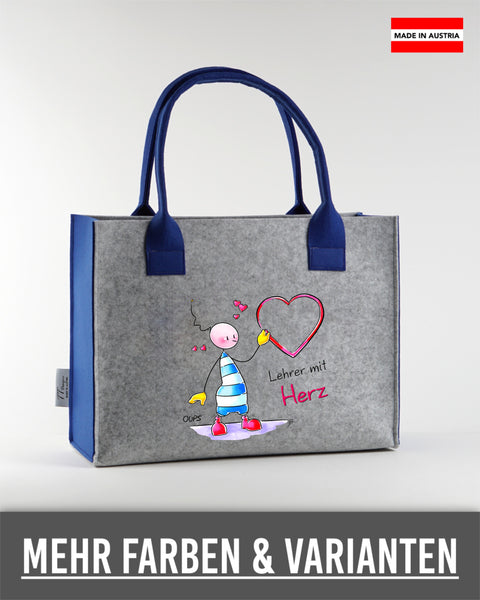 Filz Tasche S/M/L Oups L014 Lehrer mit Herz