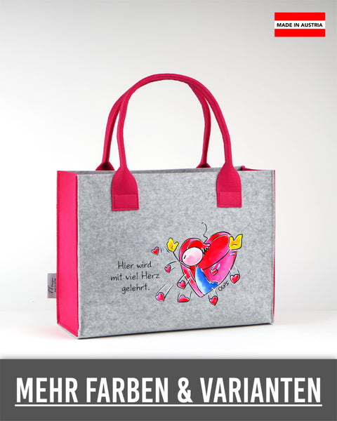 Filz Tasche S/M/L Oups L015 Hier wird mit viel Herz gelehrt