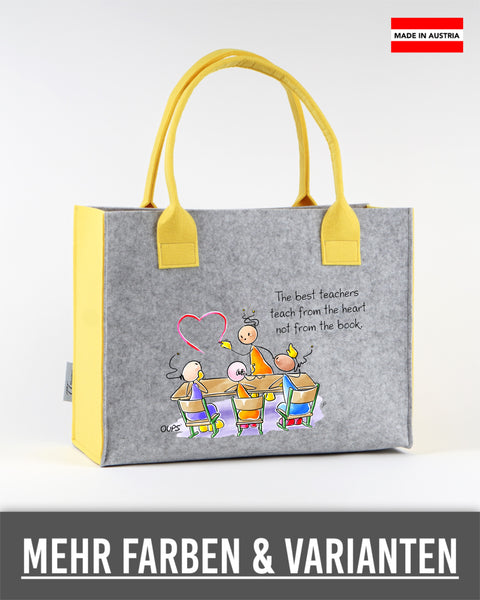 Filz Tasche S/M/L Oups L019 The best teachers teach from the heart not from the book