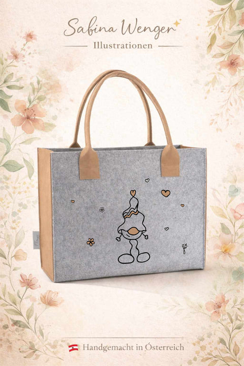 Filztasche „Knülch“ von Sabina Wenger – personalisierbare Filz Tasche handgemacht in Österreich