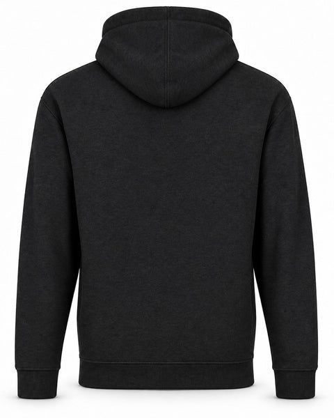 Team X Zip Hoodie in Jet Black – Rückenansicht mit Print