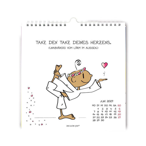 Wandkalender 2027 Der kleine Yogi – Kalenderblatt Juni: der Yogi tanzt und hält ein Herz in der Hand