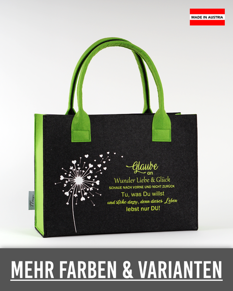 Filztasche "Glaube an Wunder, Liebe & Glück" – Größen S/M/L