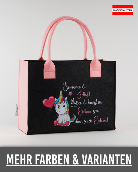 Filz Tasche 031 Sei ein Einhorn