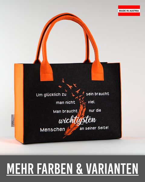 Filz Tasche 019 Um glücklich zu sein braucht man nicht viel