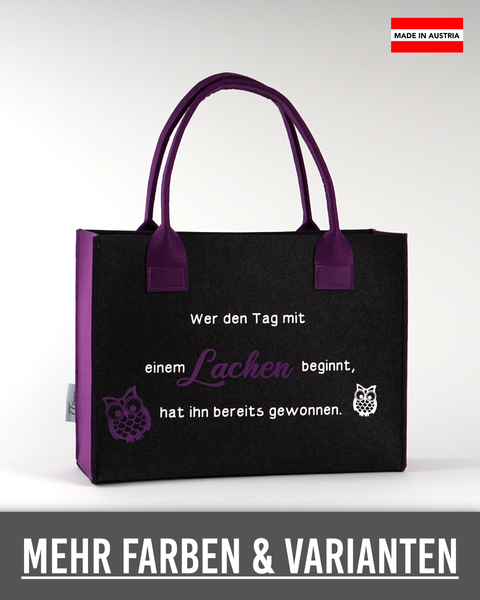 Filz Tasche (018_Wer den Tag mit einem Lachen beginnt)